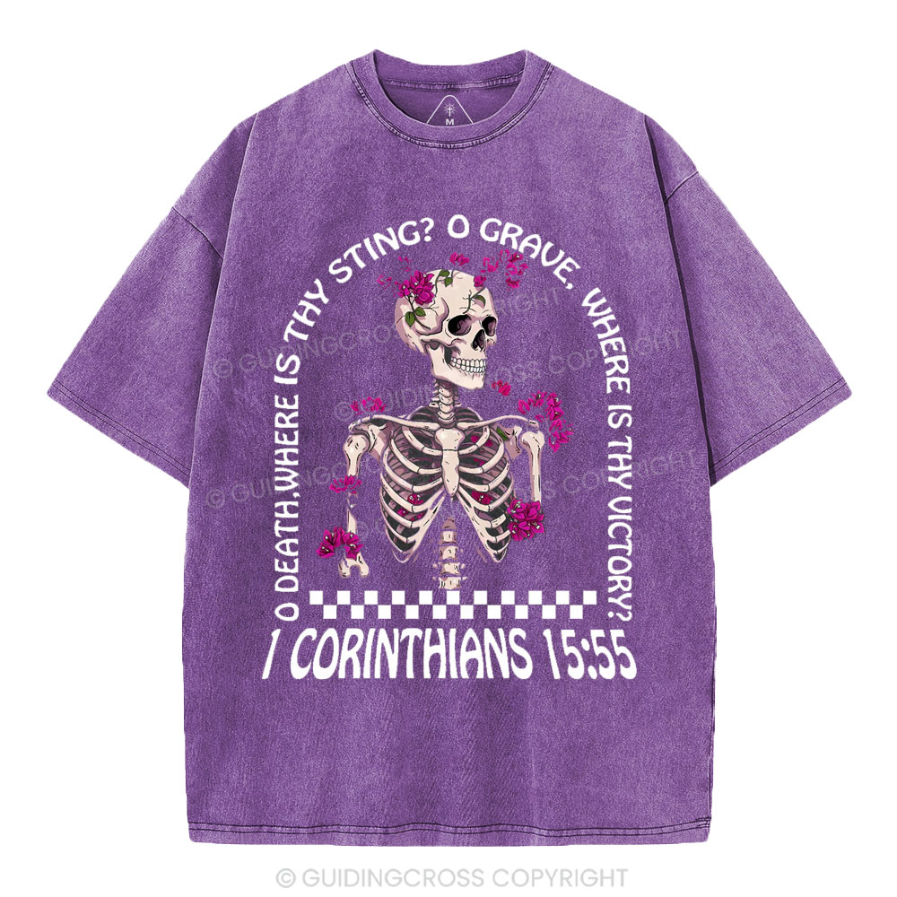 O Death Where Is Thy Sting Christian Washed T-Shirt