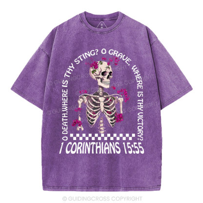 O Death Where Is Thy Sting Christian Washed T-Shirt