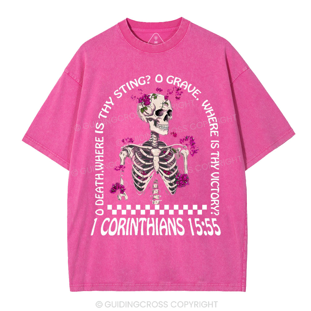 O Death Where Is Thy Sting Christian Washed T-Shirt