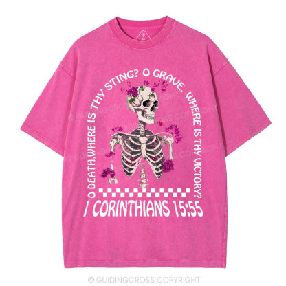O Death Where Is Thy Sting Christian Washed T-Shirt