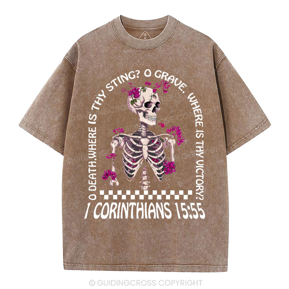 O Death Where Is Thy Sting Christian Washed T-Shirt