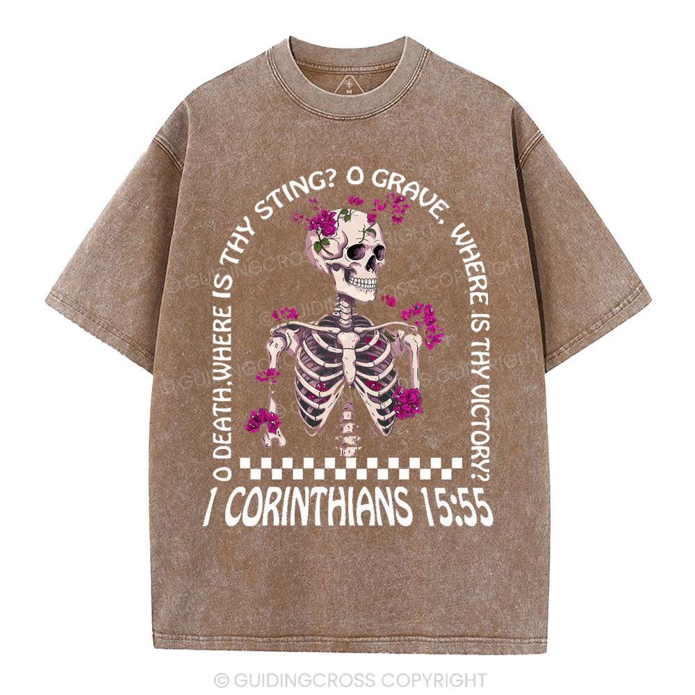 O Death Where Is Thy Sting Christian Washed T-Shirt