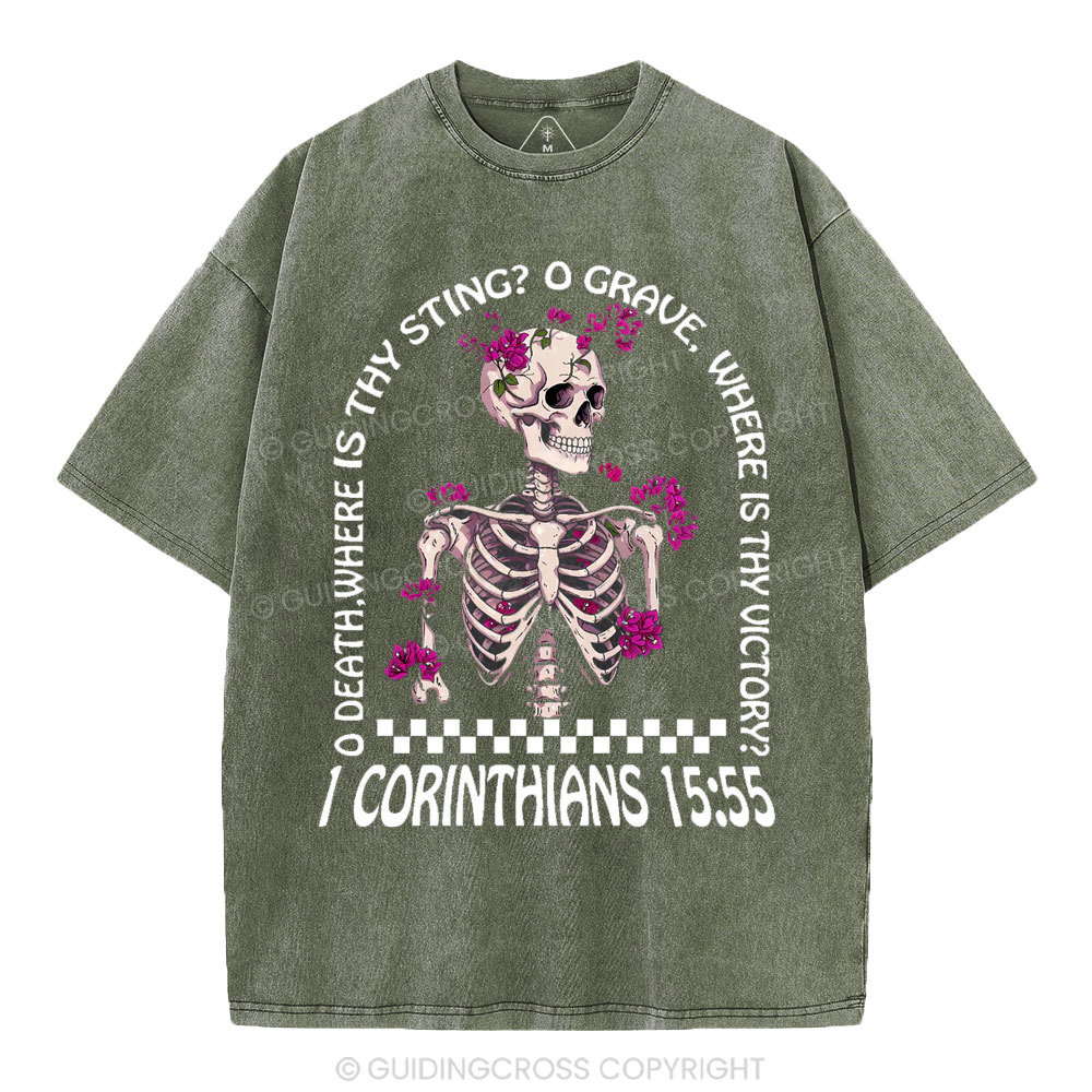 O Death Where Is Thy Sting Christian Washed T-Shirt