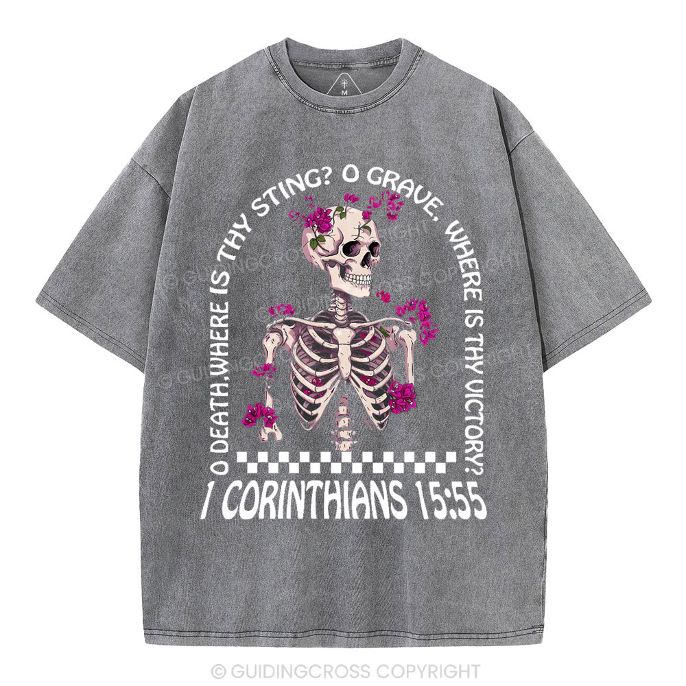 O Death Where Is Thy Sting Christian Washed T-Shirt