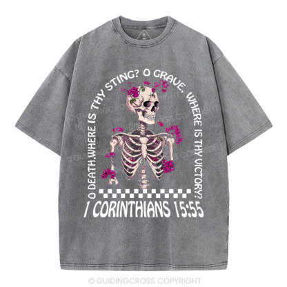 O Death Where Is Thy Sting Christian Washed T-Shirt