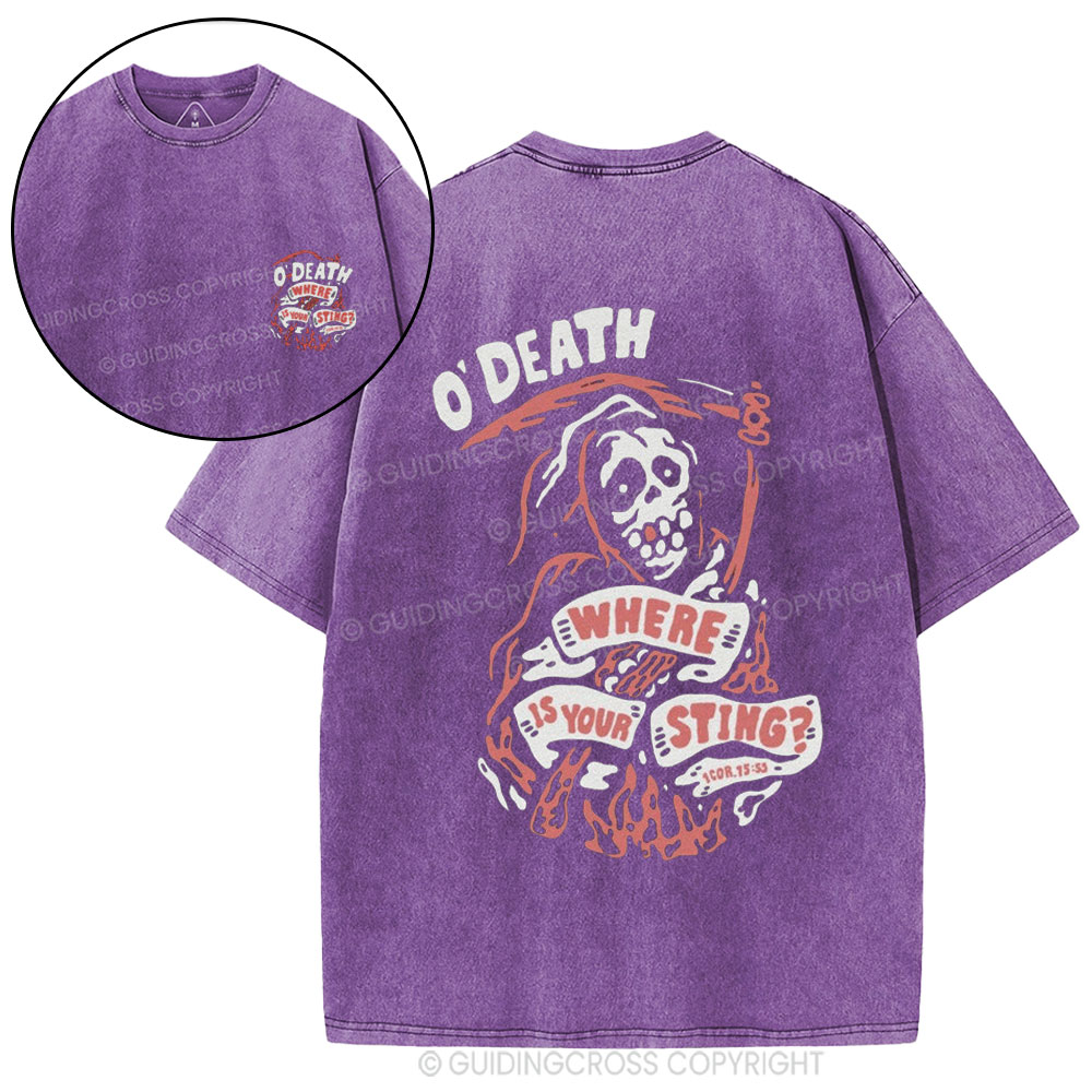 O'Death Where Is Your Sting Christian Washed T-Shirt