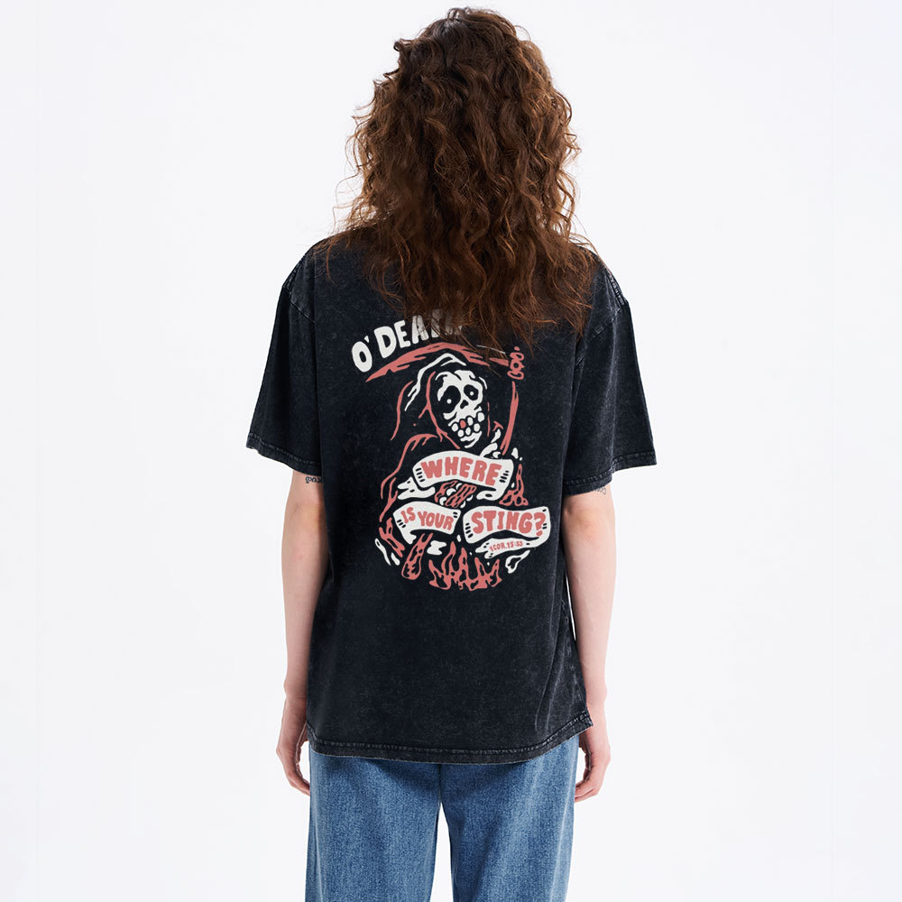 O'Death Where Is Your Sting Christian Washed T-Shirt