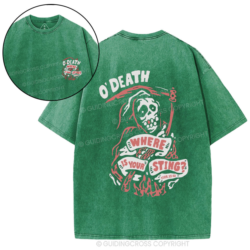 O'Death Where Is Your Sting Christian Washed T-Shirt