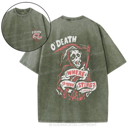 O'Death Where Is Your Sting Christian Washed T-Shirt