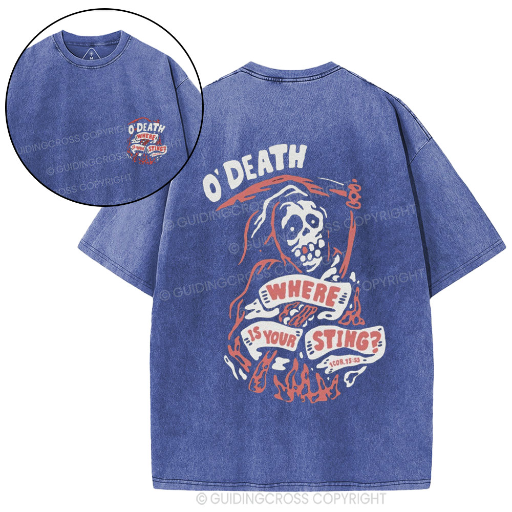 O'Death Where Is Your Sting Christian Washed T-Shirt