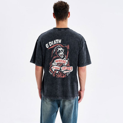O'Death Where Is Your Sting Christian Washed T-Shirt