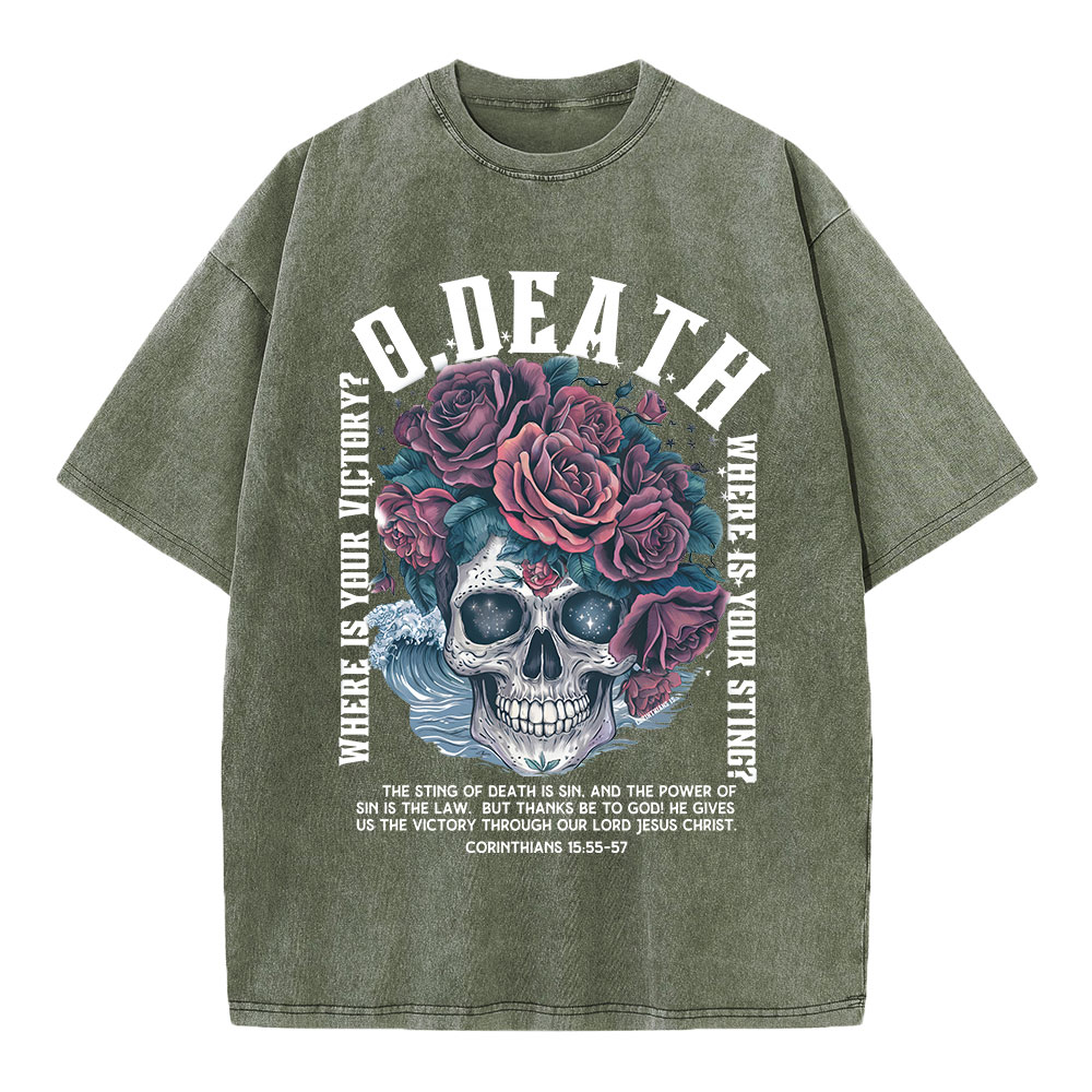 O Death Where Is Your Victory Christian Washed T-Shirt