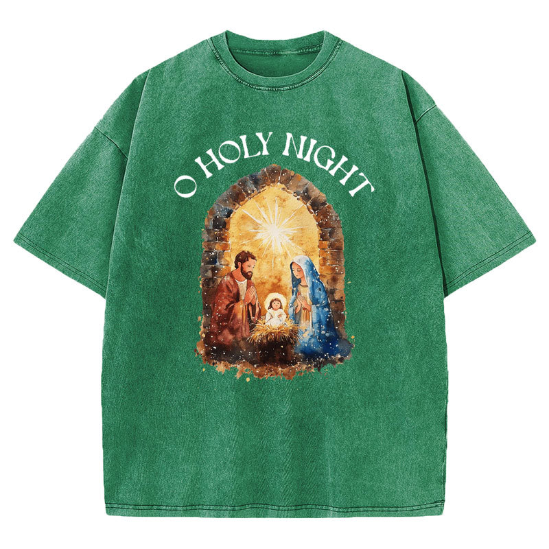 O Holy Night Christian Washed T-shirt