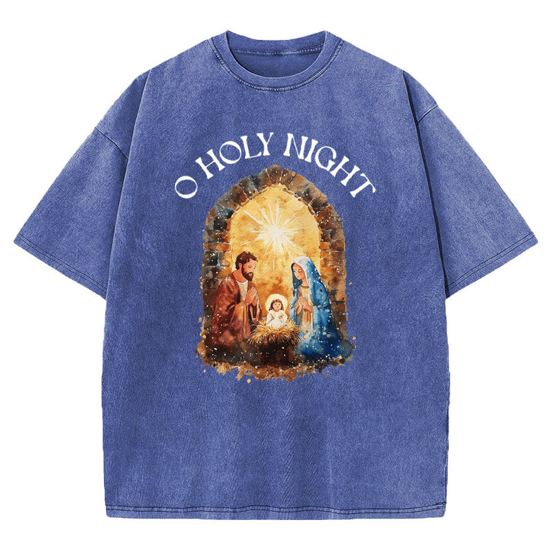 O Holy Night Christian Washed T-shirt
