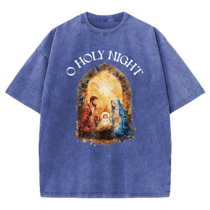 O Holy Night Christian Washed T-shirt