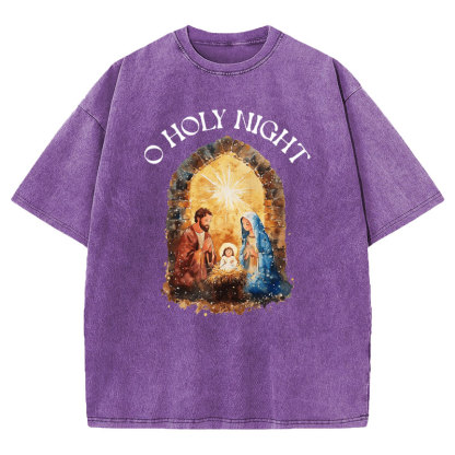 O Holy Night Christian Washed T-shirt