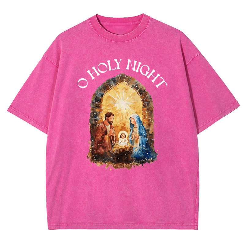 O Holy Night Christian Washed T-shirt