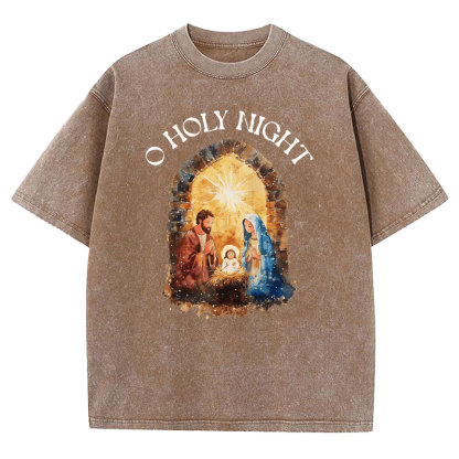 O Holy Night Christian Washed T-shirt