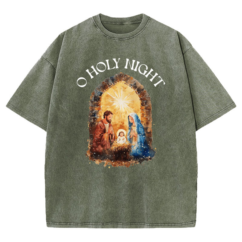 O Holy Night Christian Washed T-shirt