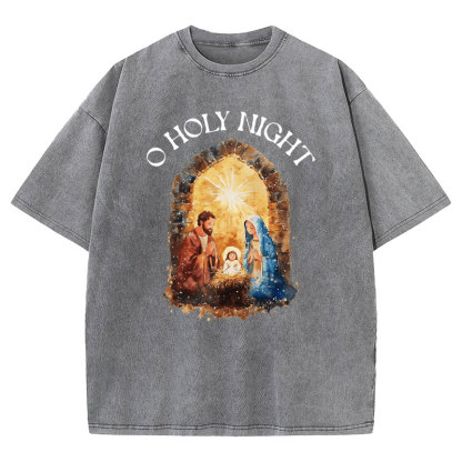 O Holy Night Christian Washed T-shirt