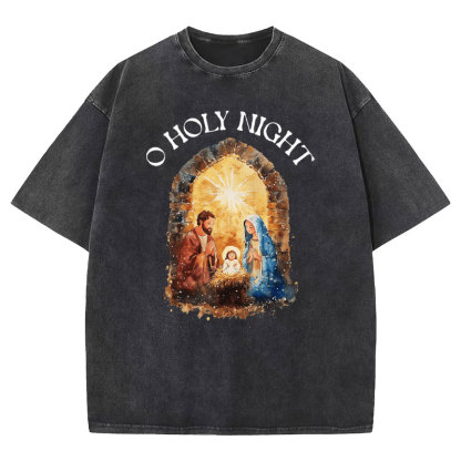 O Holy Night Christian Washed T-shirt