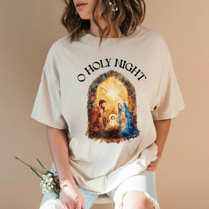 O Holy Night Christian Washed T-shirt