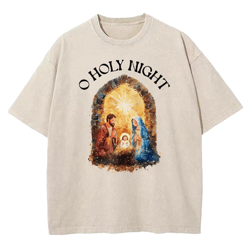 O Holy Night Christian Washed T-shirt