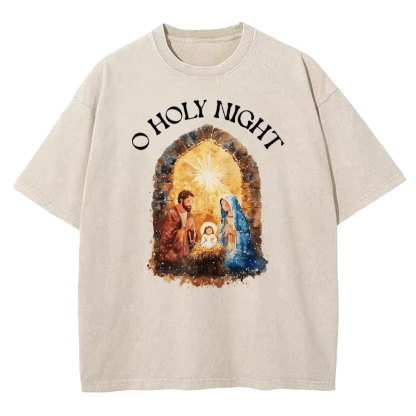 O Holy Night Christian Washed T-shirt