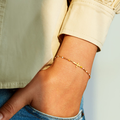 Cross Enamel With The Card Bracelet