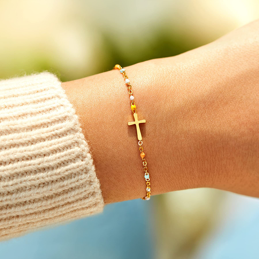 Cross Enamel With The Card Bracelet