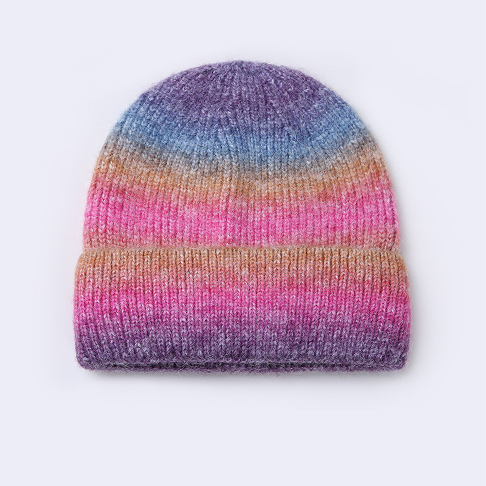 Winter Rainbow Gradient knit hat
