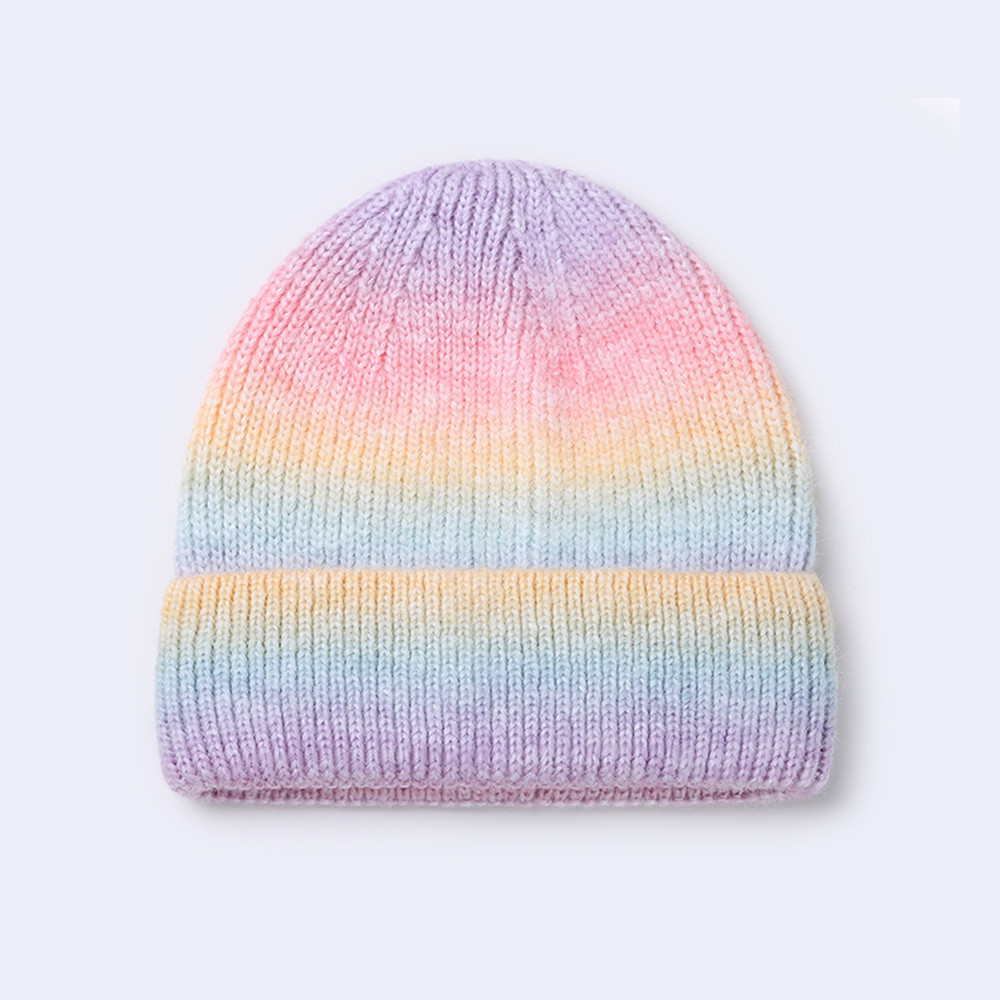 Winter Rainbow Gradient knit hat