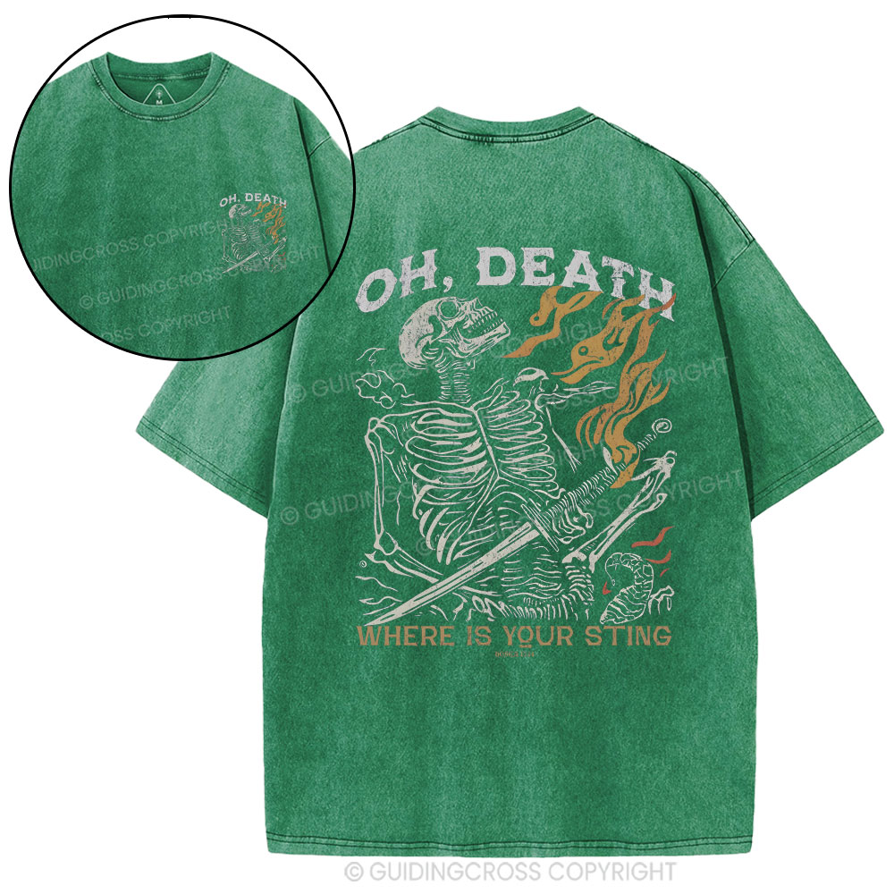 OH Death Where Is Your Sting Christian Washed T-Shirt