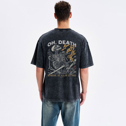 OH Death Where Is Your Sting Christian Washed T-Shirt