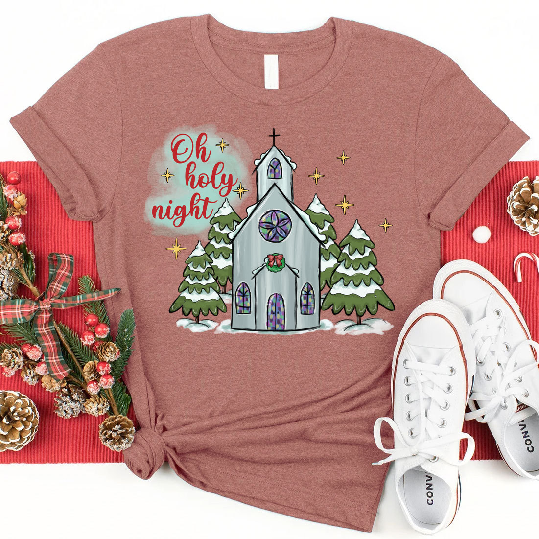 Oh Holy Night Christian Christmas T-Shirt