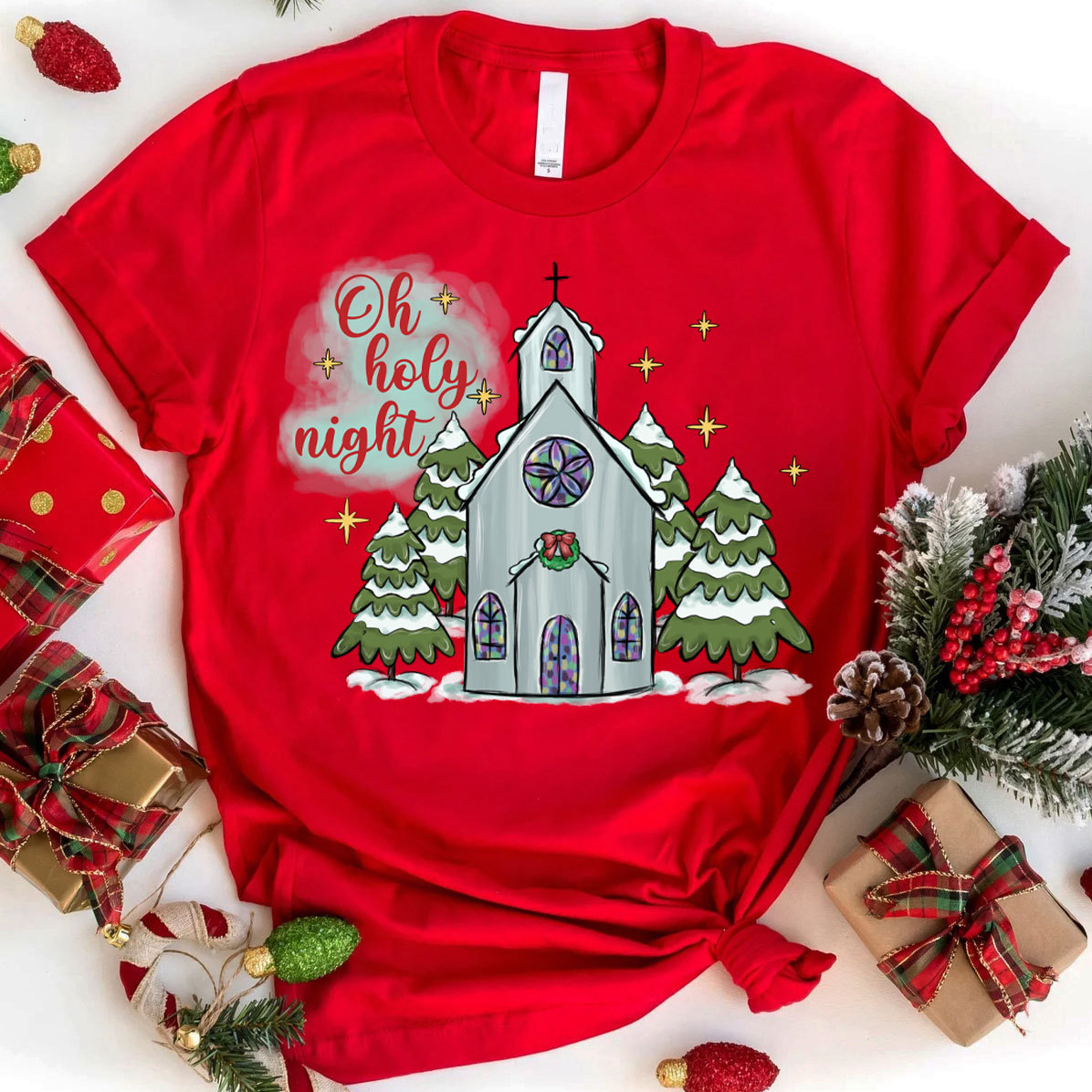 Oh Holy Night Christian Christmas T-Shirt