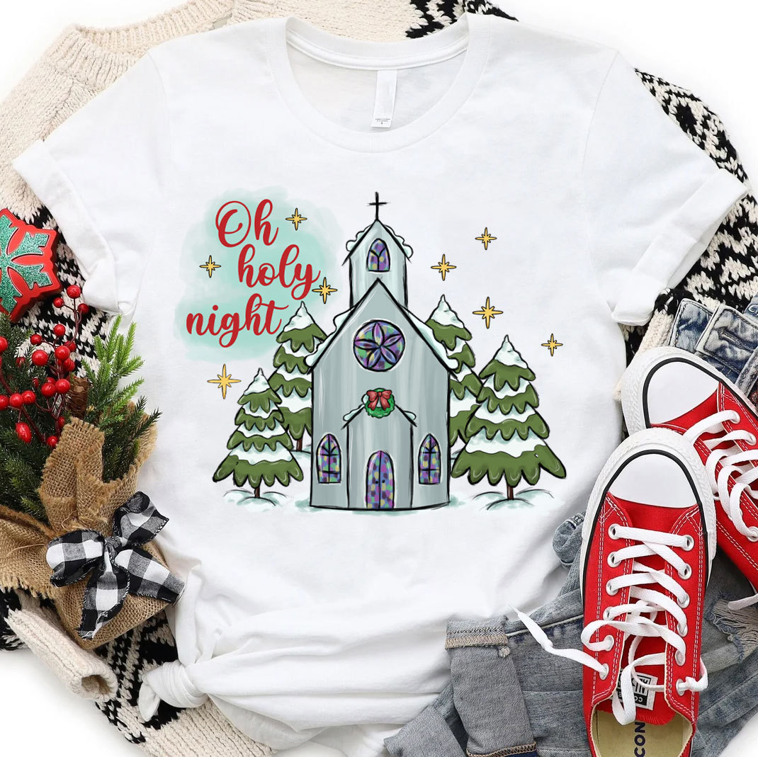 Oh Holy Night Christian Christmas T-Shirt