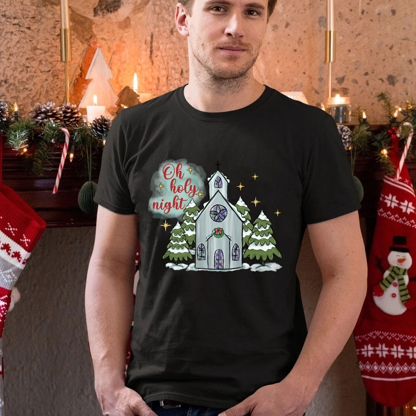 Oh Holy Night Christian Christmas T-Shirt