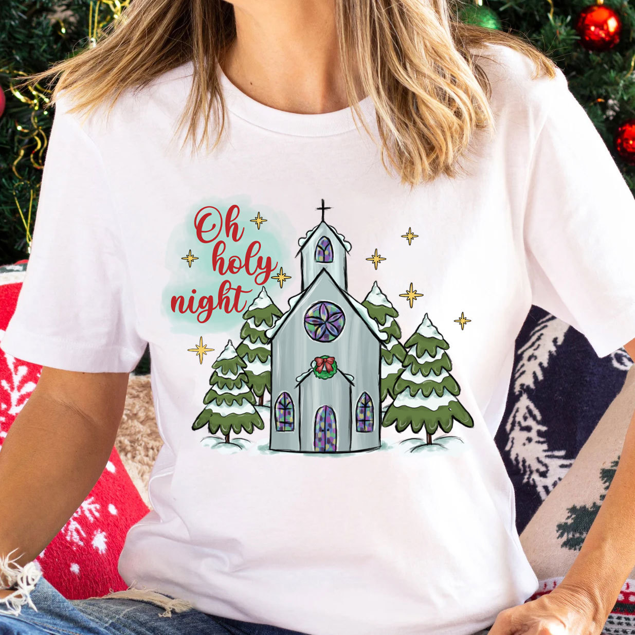 Oh Holy Night Christian Christmas T-Shirt