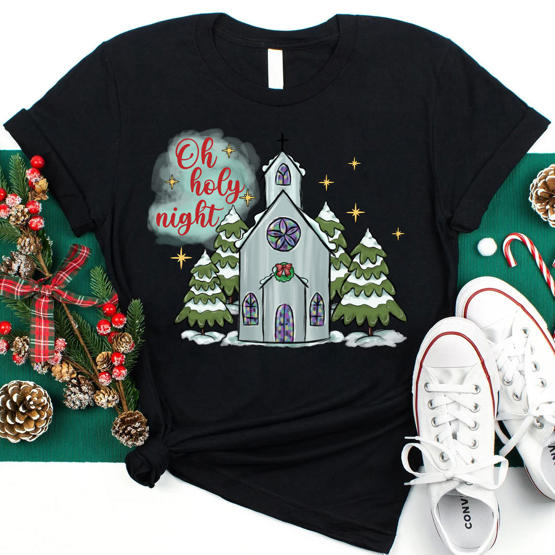 Oh Holy Night Christian Christmas T-Shirt