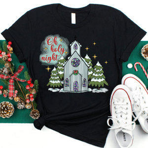 Image of Oh Holy Night Christian Christmas T-Shirt