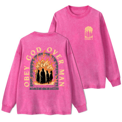 Obey God Over Man Washed Long Sleeve  T-Shirt