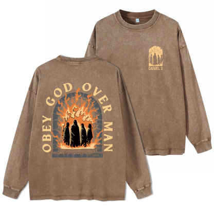 Obey God Over Man Washed Long Sleeve  T-Shirt