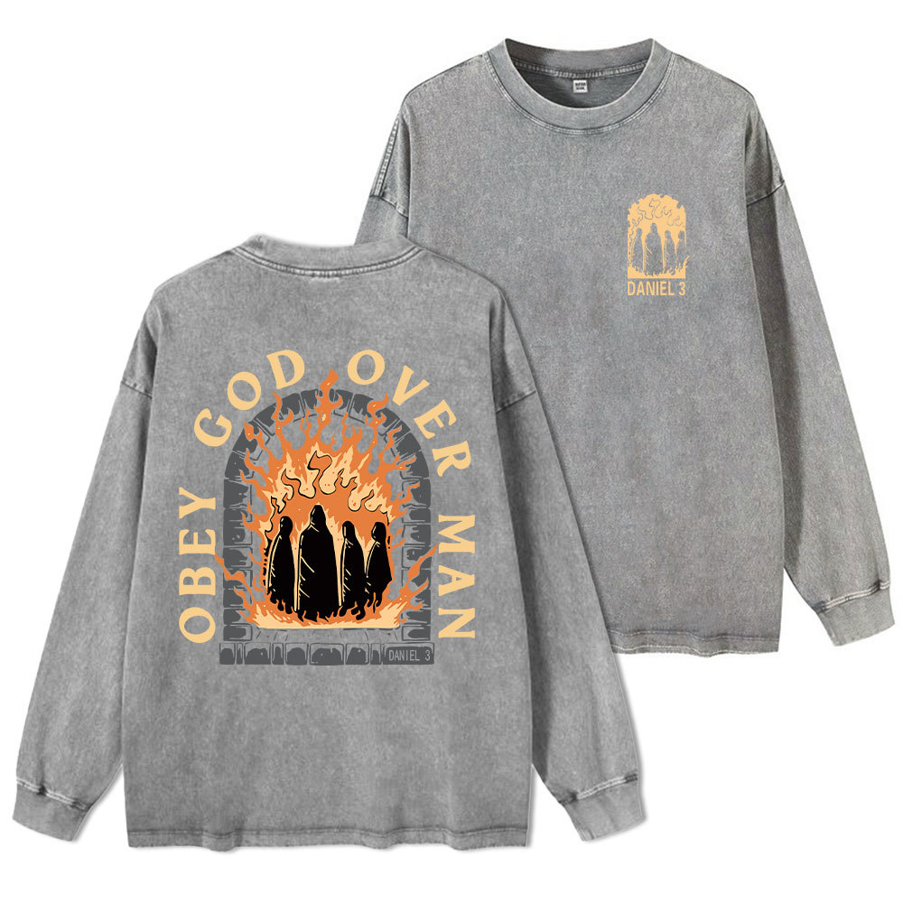 Obey God Over Man Washed Long Sleeve  T-Shirt