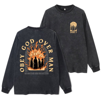 Obey God Over Man Washed Long Sleeve  T-Shirt