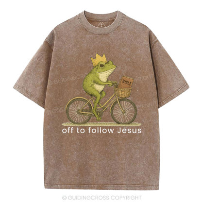 Off Follow Jesus Christian Washed T-Shirt