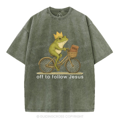 Off Follow Jesus Christian Washed T-Shirt
