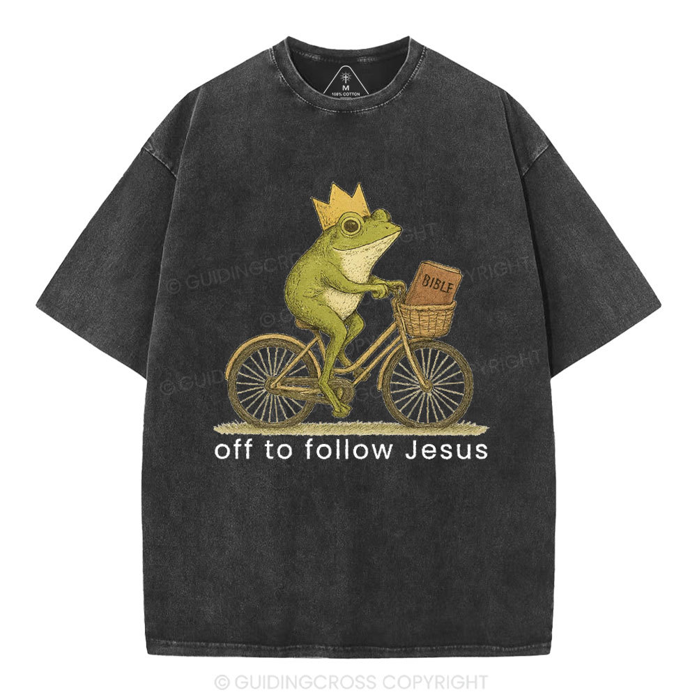 Off Follow Jesus Christian Washed T-Shirt