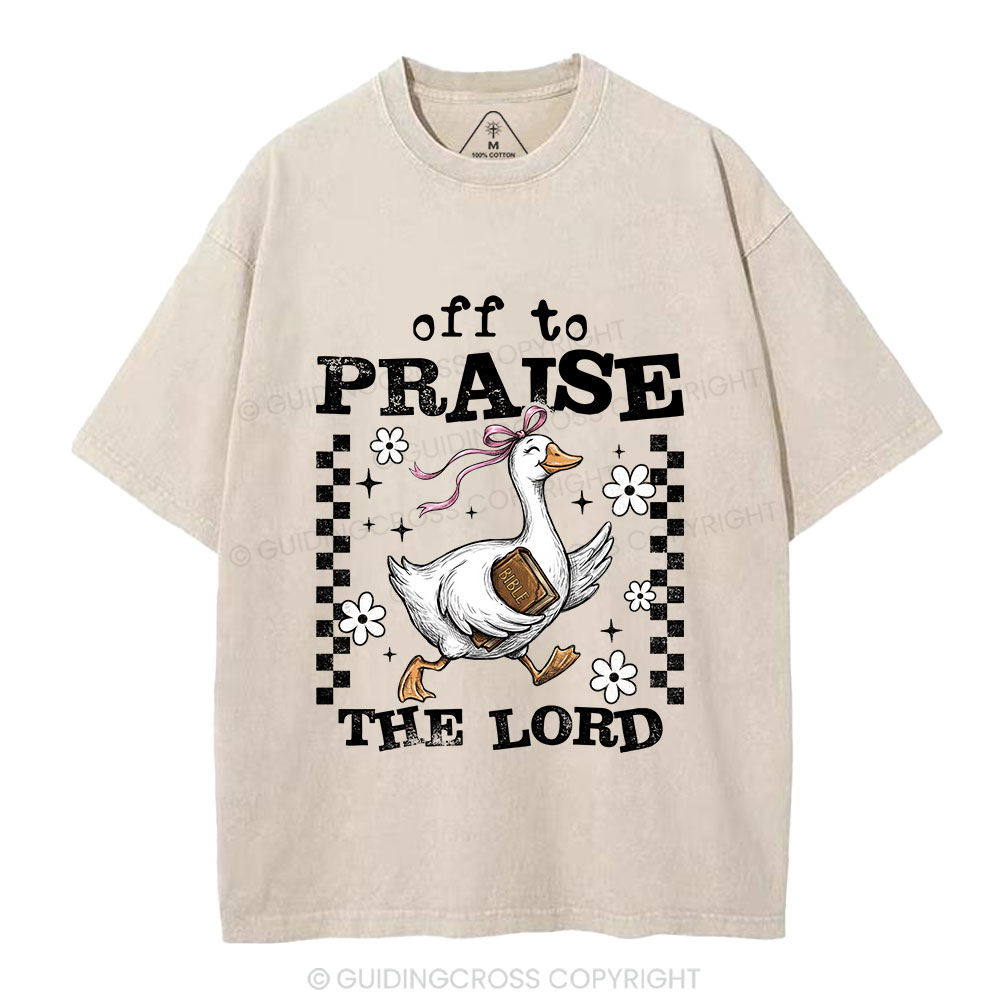 Off To Praise The Lord Christian Washed T-Shirt