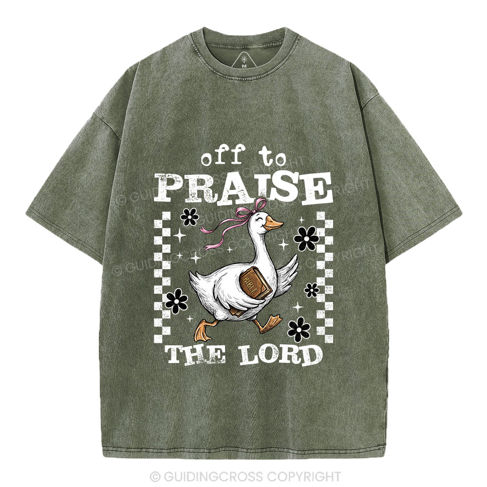 Off To Praise The Lord Christian Washed T-Shirt